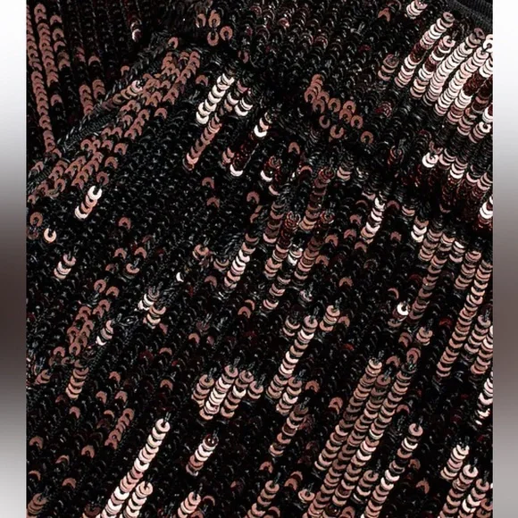 Express High Waisted Sequin Wide Leg Pant bronze women’s NEW 0 short - Picture 5 of 7